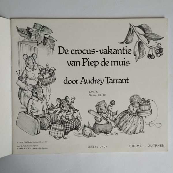 Boek De crocus-vakantie van Piep de muis – door Audrey Tarrant – 1983 (2)
