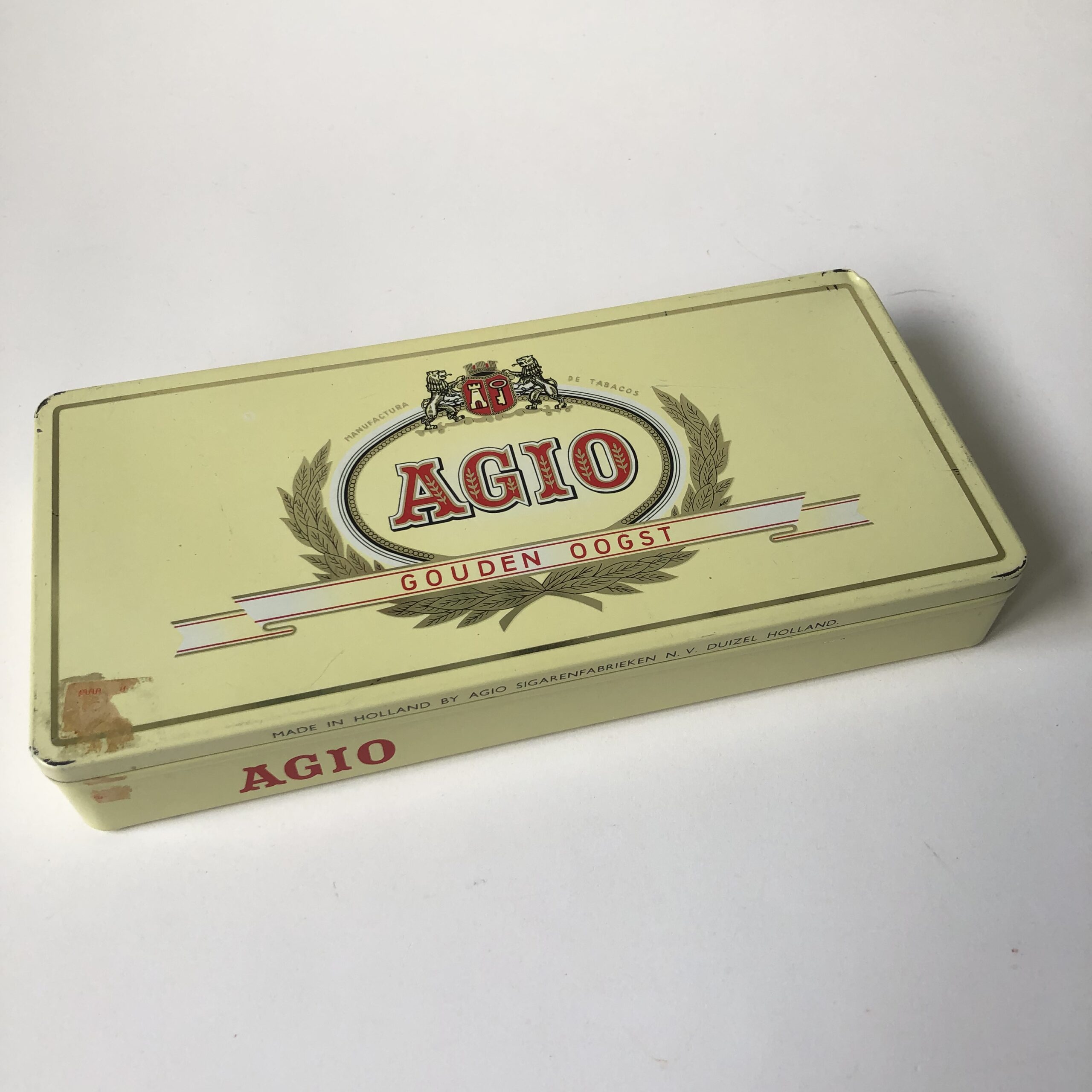 Vintage blik Agio Gouden Oogst met een scharnierende deksel