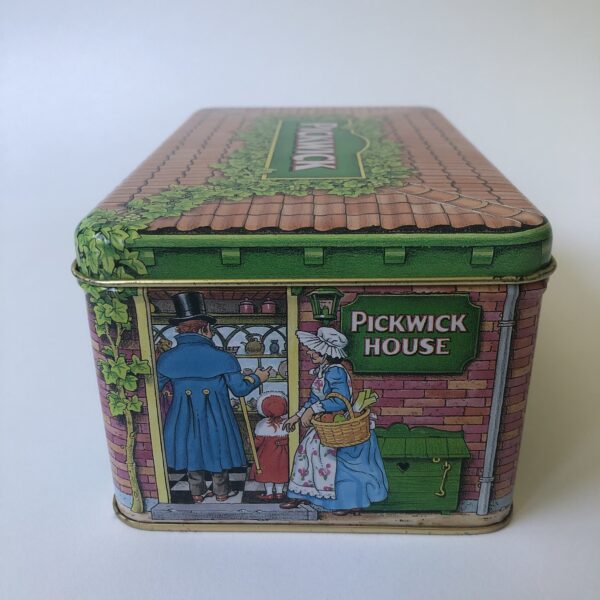 Vintage rechthoekig theeblik van Douwe Egberts voor Pickwick thee